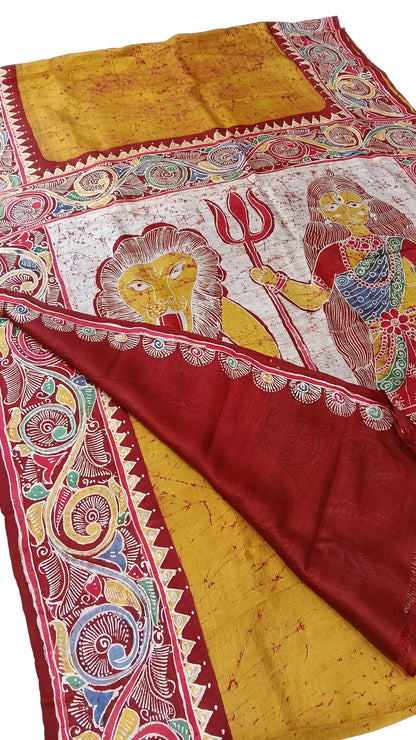 Beautiful Batik Hand-Painted Pure Silk Saree – Silk Mark Certified