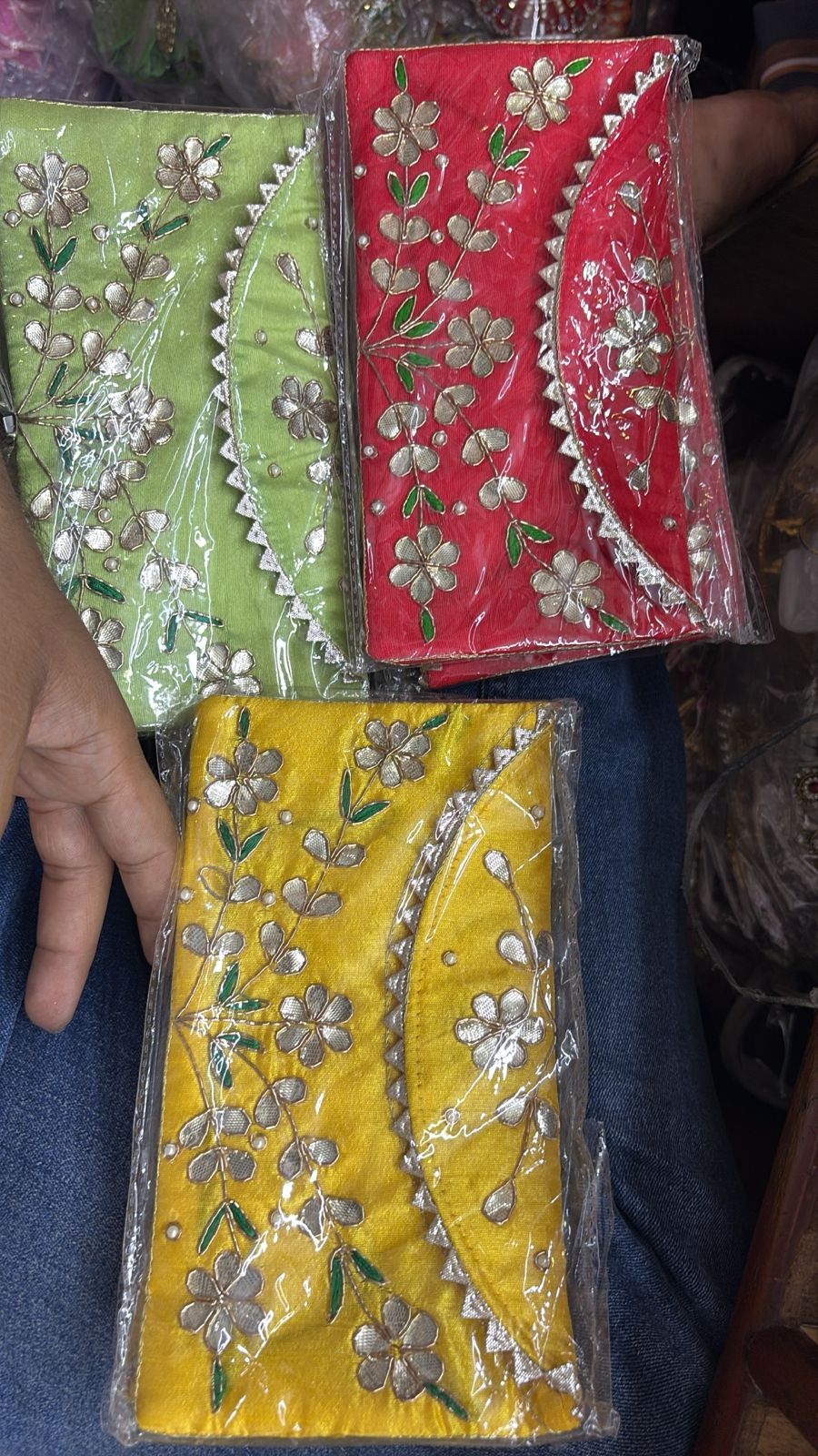 Gota Pearl Cheed Designer Money Envelope | Elegant Gift Bag/Clutch (Pack of 2) mix color