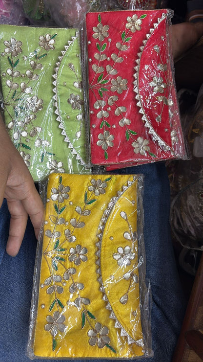 Gota Pearl Cheed Designer Money Envelope | Elegant Gift Bag/Clutch (Pack of 2) mix color