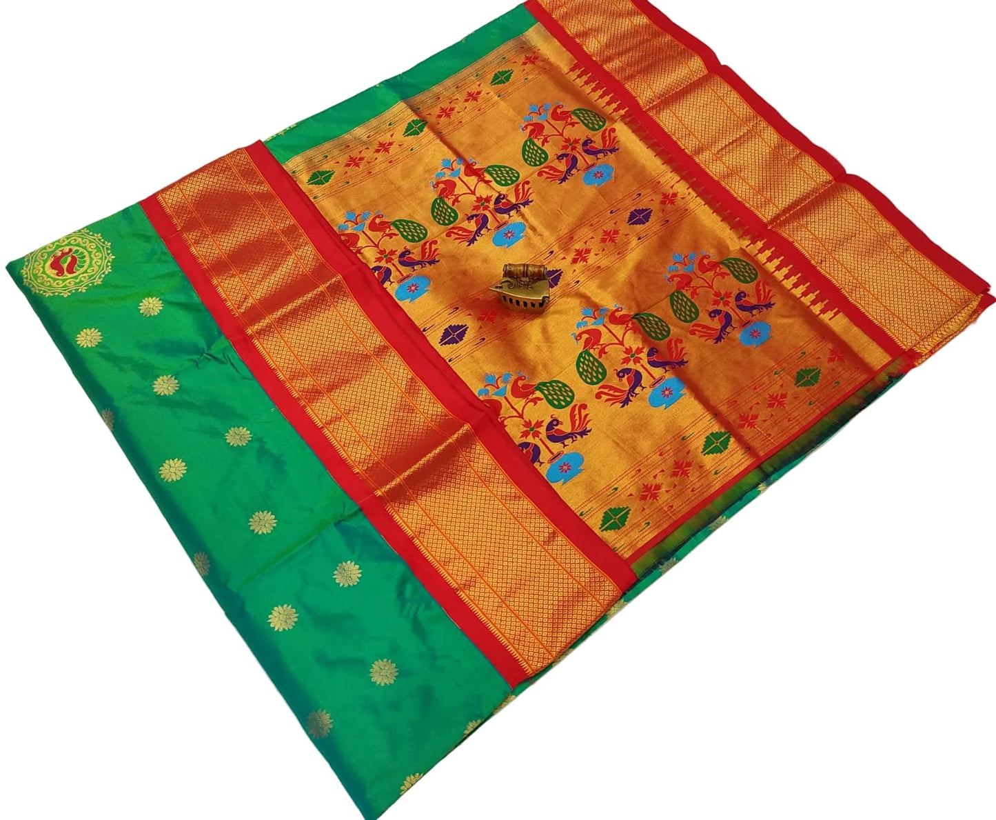 Pure Silk Paithani Saree – Silk Mark Certified with Meena Peacock Butta & Rich Pallu
