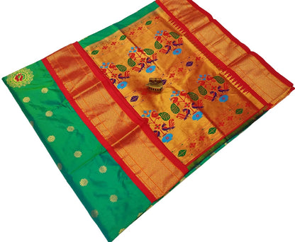Pure Silk Paithani Saree – Silk Mark Certified with Meena Peacock Butta & Rich Pallu