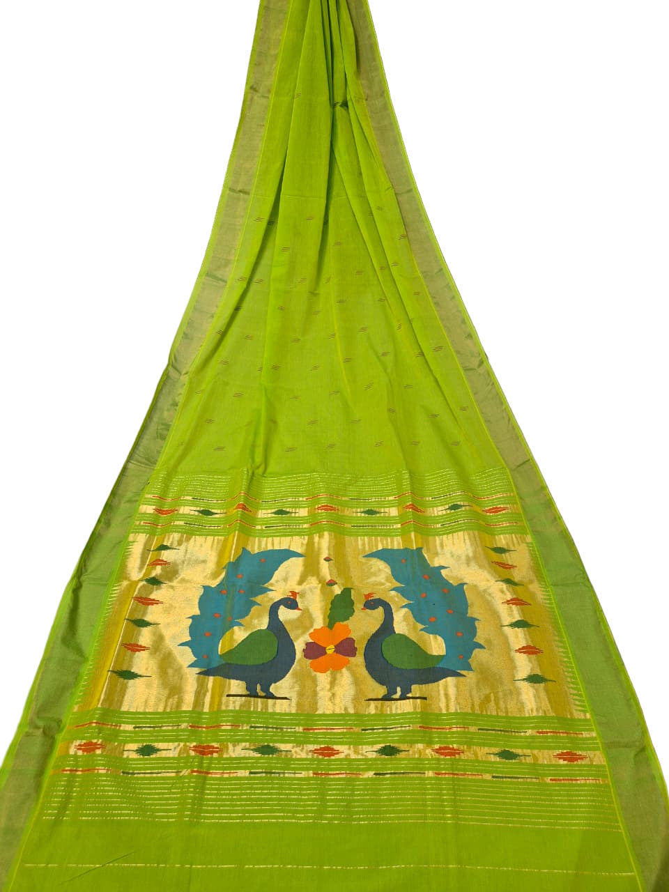 Cotton Fancy Paithani Saree – Handloom Pure Cotton with Fancy Pallu & Running Blouse