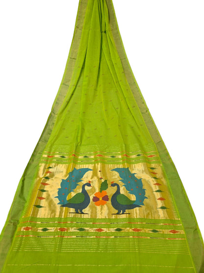 Cotton Fancy Paithani Saree – Handloom Pure Cotton with Fancy Pallu & Running Blouse