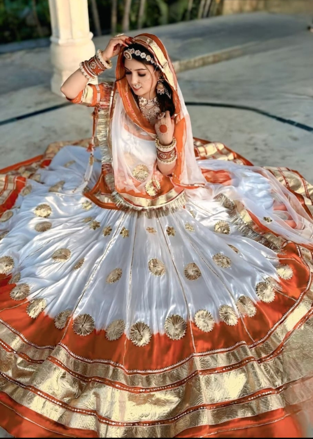 Royal Satin Heavy Laffa Gota Flower Work Poshak | Customizable Bridal & Festive Suit