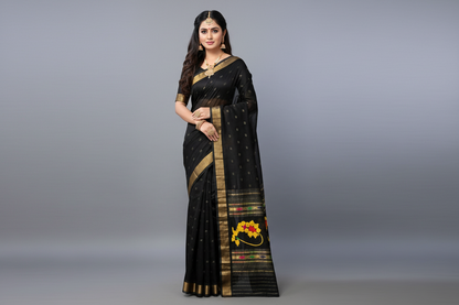 Cotton Fancy Paithani Saree – Handloom Pure Cotton with Fancy Pallu & Running Blouse
