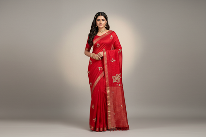 Pure Chinon Jacquard Saree with Zari Hand Work | Fancy Designer Festive Saree for Women