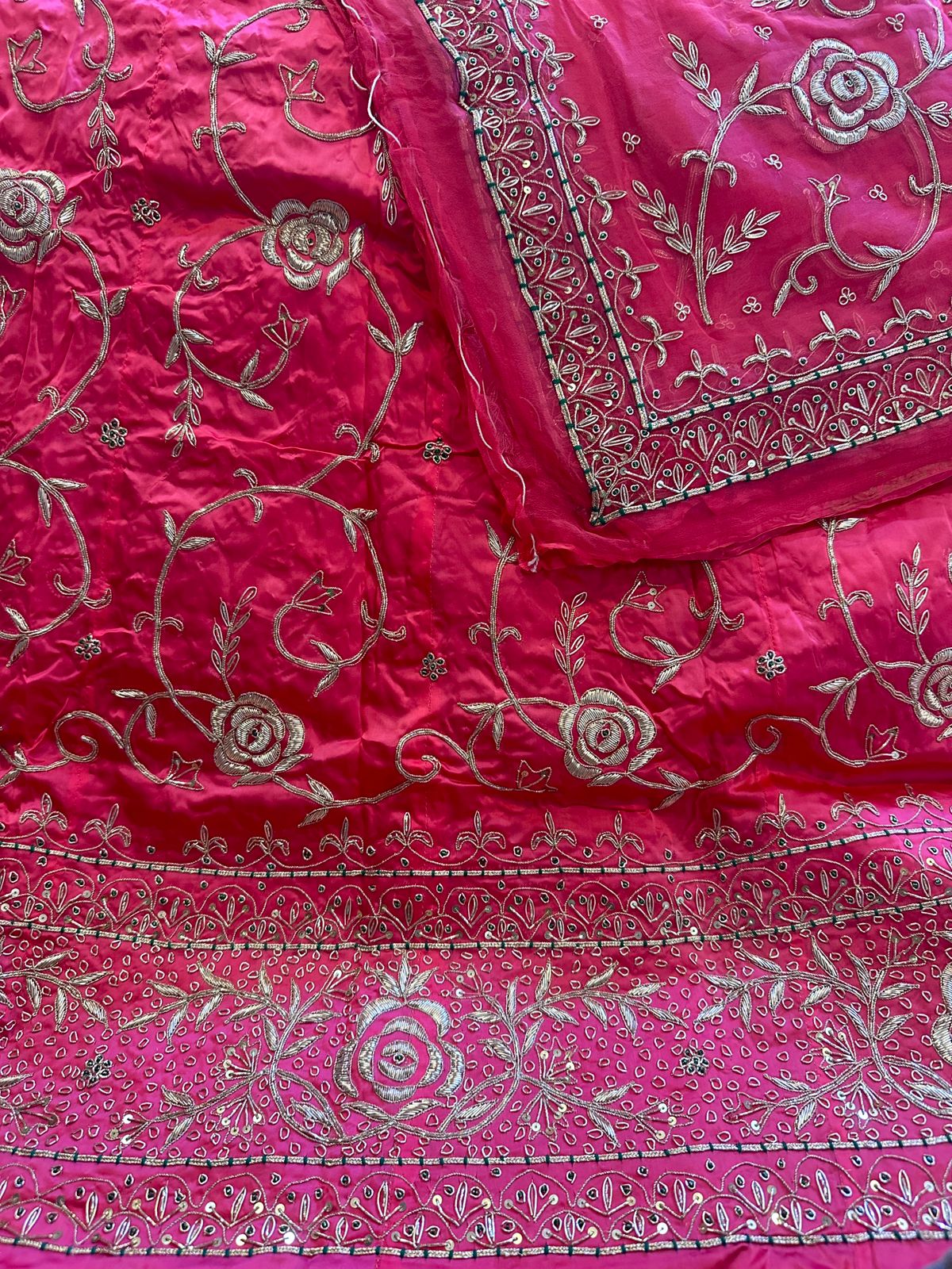 Heavy Bemberg Satin Rajputi Poshak – Thakurji Pure Odhna with Aari Jardozi Dabka Handwork