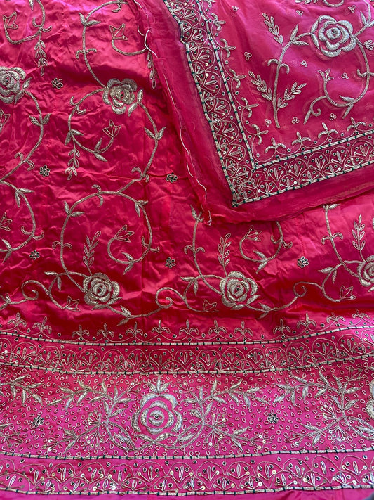 Heavy Bemberg Satin Rajputi Poshak – Thakurji Pure Odhna with Aari Jardozi Dabka Handwork