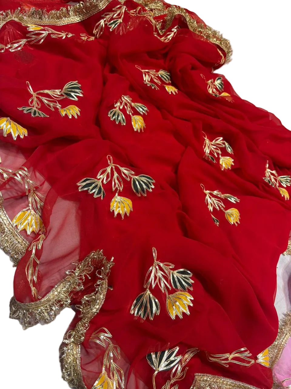Gota Work Half Pure Chiffon Saree – Elegant Traditional Partywear Saree