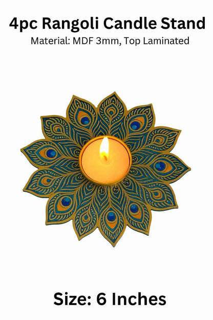 4 pc  floral design MDF Rangoli plates