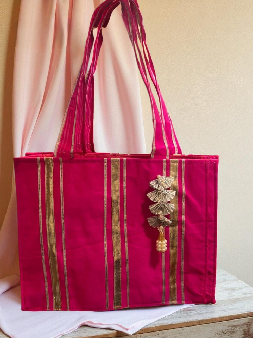 Beautiful Handcrafted Gota Moti Work Gift Bags – Pack of 10