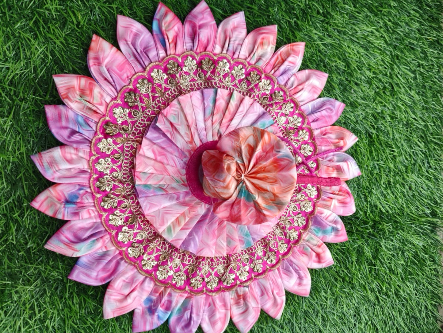 Double Frill Elegant Laddu Gopal Ji Poshak with Matching Pagri – Pack of 2