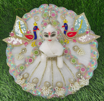 Festive Ladoo Gopal Poshak | Peacock Designer Dress with Mukut