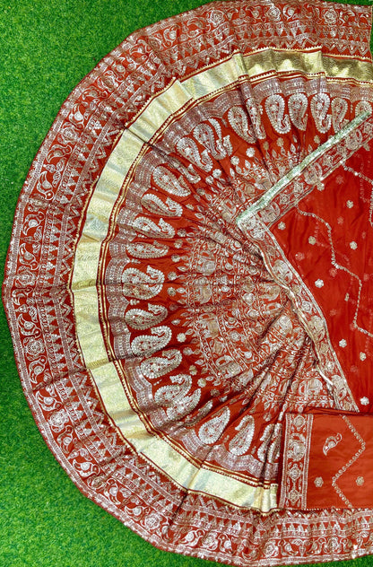 CREPSILK Fabric with Humarai pure Odhani  VINTAGE STYLE Barik Zari Sequence work Rajasthani Poshak