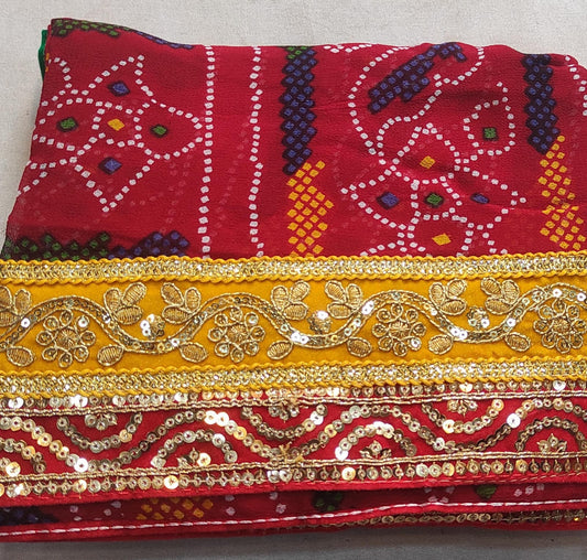 Pure georgette Rajasthani open chunri odna