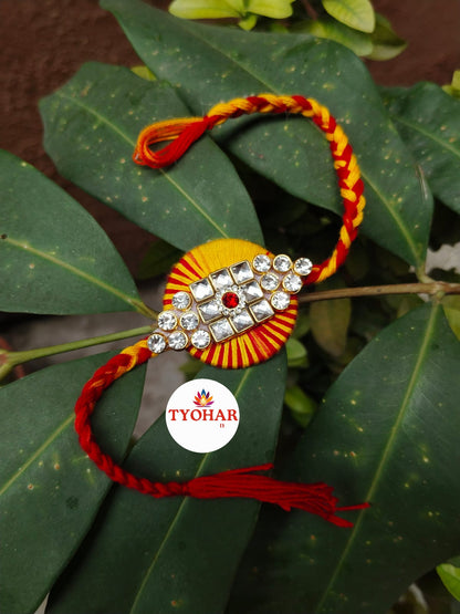 Traditional stone moli kalawa beautiful rakhi