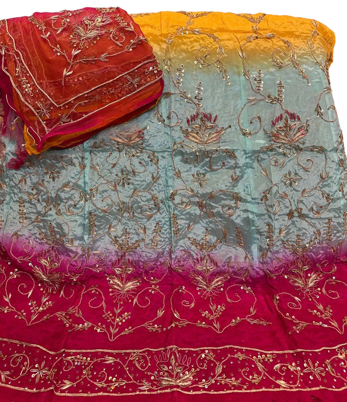 Natural crap pure odhna heavy dabka jardoji handwork poshak Rajwadi Poshak