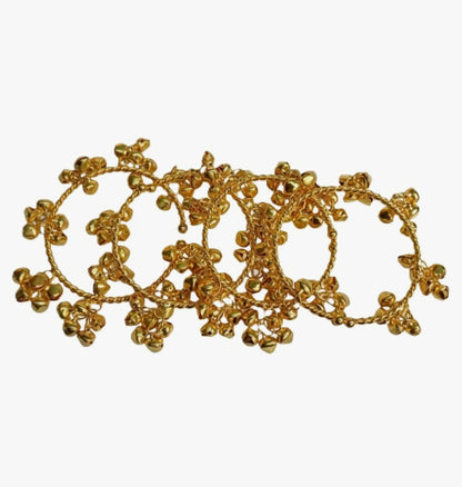 Kashmiri Gold-Toned Bangles with Ghungroo Charms | Traditional Indian Festive & Bridal Jewellery