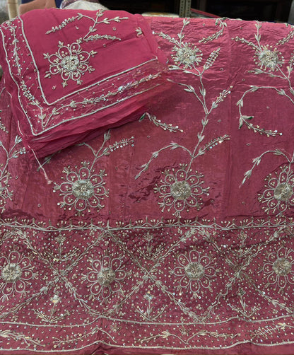 Natural Silk Thakurji Poshak with Pure Odhna | Heavy Zardozi Dabka Work Dress