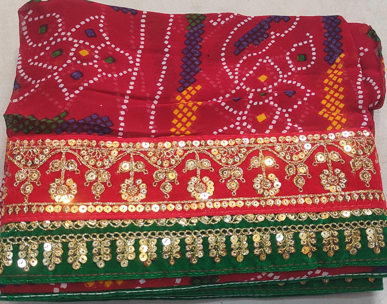 Pure georgette Rajasthani open chunri odna
