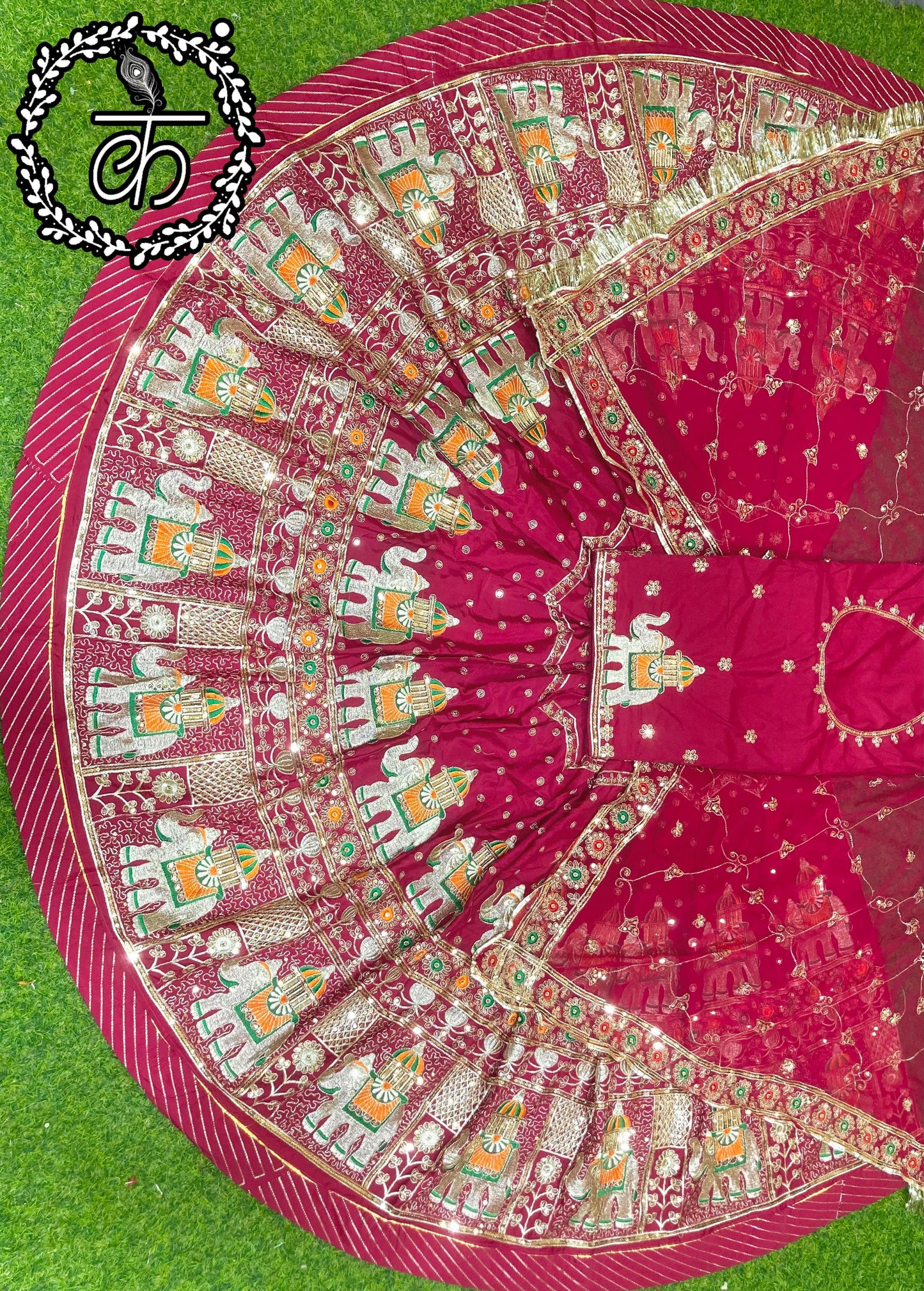 Boutique Vintage Rajputi Poshak | Premium Crepe Silk with Pure Odhani & Hand Zari Work