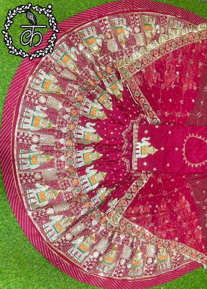 Boutique Vintage Rajputi Poshak | Premium Crepe Silk with Pure Odhani & Hand Zari Work
