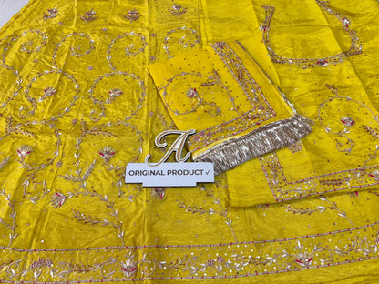 Elegant Jardozi Handwork Thakurji Poshak | Tissue Fabric with Pure Odhna
