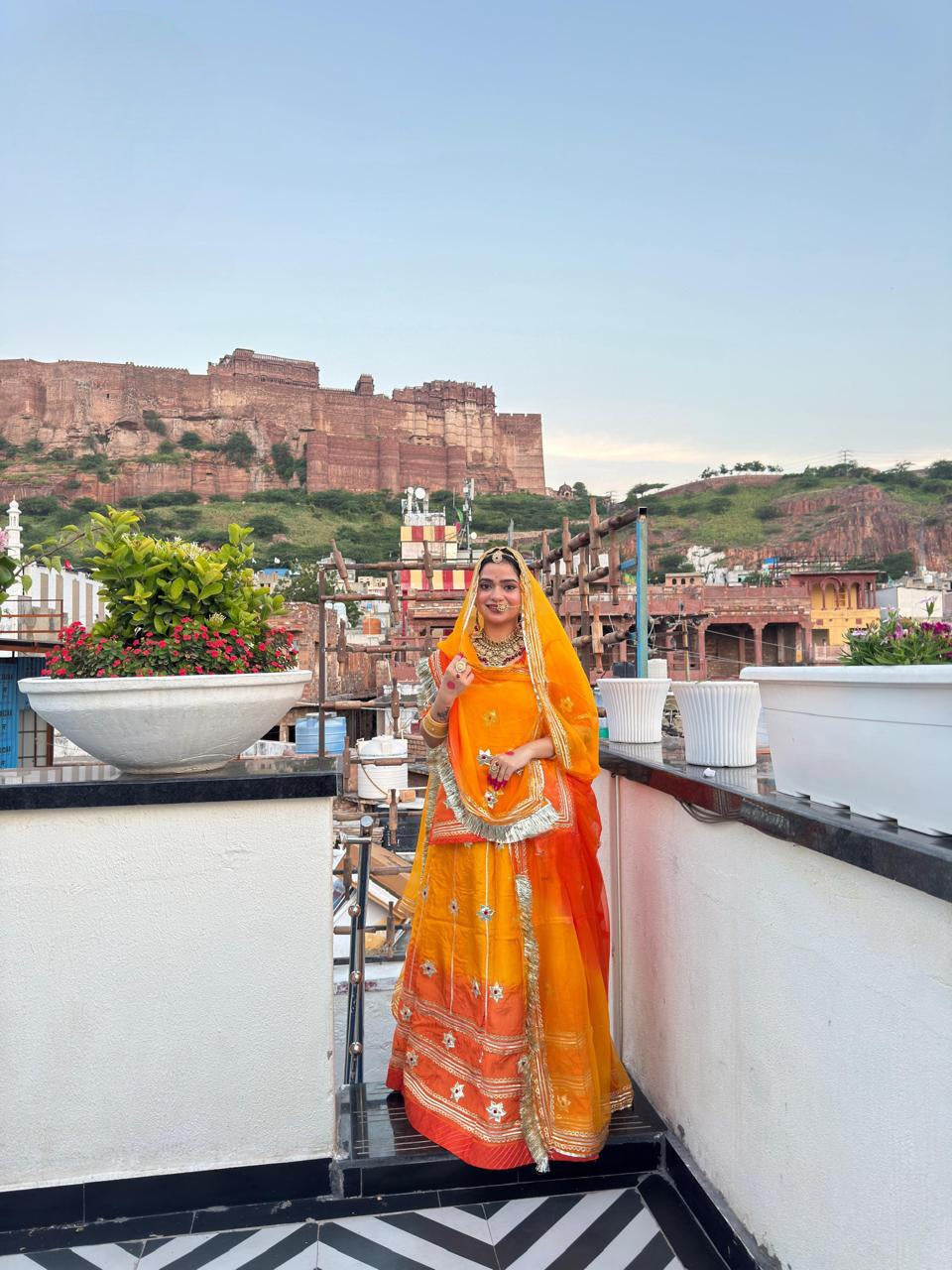 Double Shaded Upada Fabric Rajasthani Poshak – Elegant Partywear with Pure Odhna