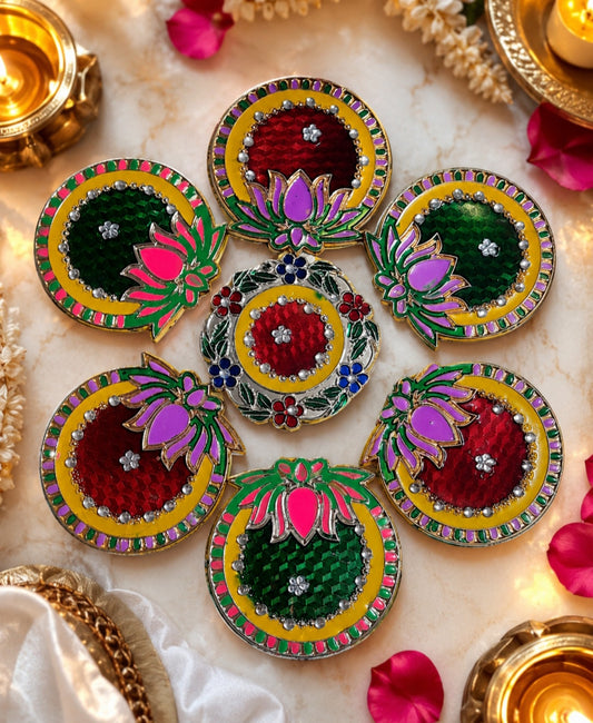 Reusable acrylic lotus design rangoli 🌼