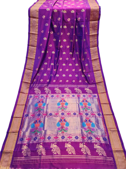 Pure Silk Paithani Saree with Maharani Pallu & Meenakari Buti – Kalanjali Collection