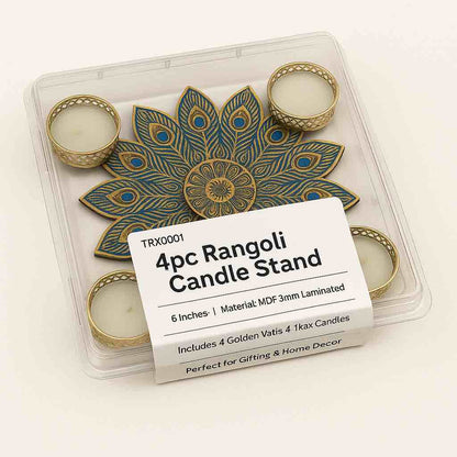 4 pc  floral design MDF Rangoli plates
