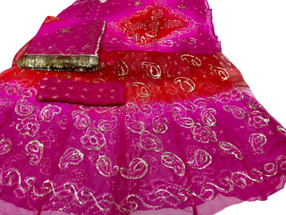 Thakurji Pure Rai Bandhej Poshak with Taari Work & Gota Kiran Finishing