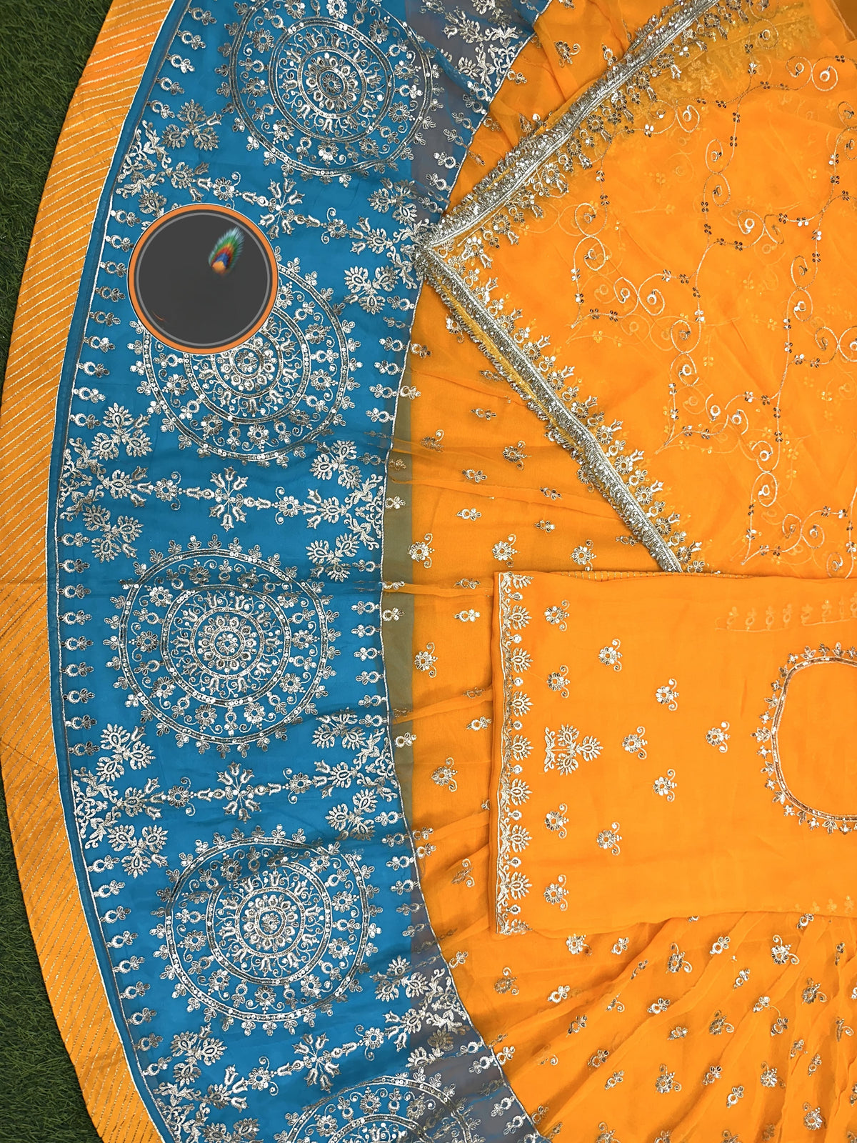 Georgette Fabric Royal pure Odhani Contrast Border Jari Sequence work Beautiful Rajputi poshak