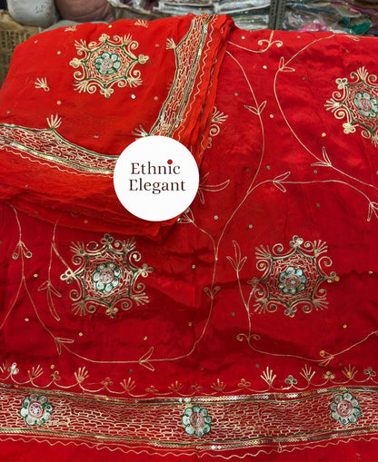 Rajputi Boutique Poshak – Heavy Natural Odhna with Zari, Taara & Resham Handwork