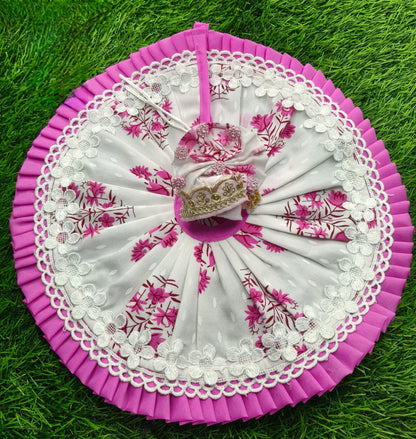 Premium Floral Lace Kanha Ji Poshak with Mukut Pack of 2 | Laddu Gopal Dress