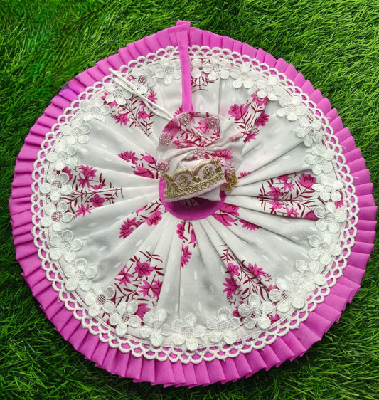 Premium Floral Lace Kanha Ji Poshak with Mukut Pack of 2 | Laddu Gopal Dress