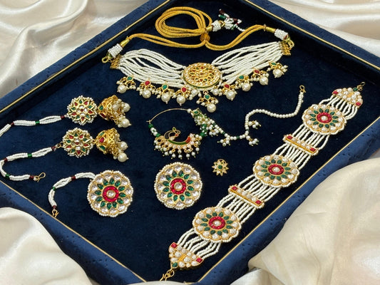 Royal Rajwadi Meenakari chokor &Jhumka jewelry combo set