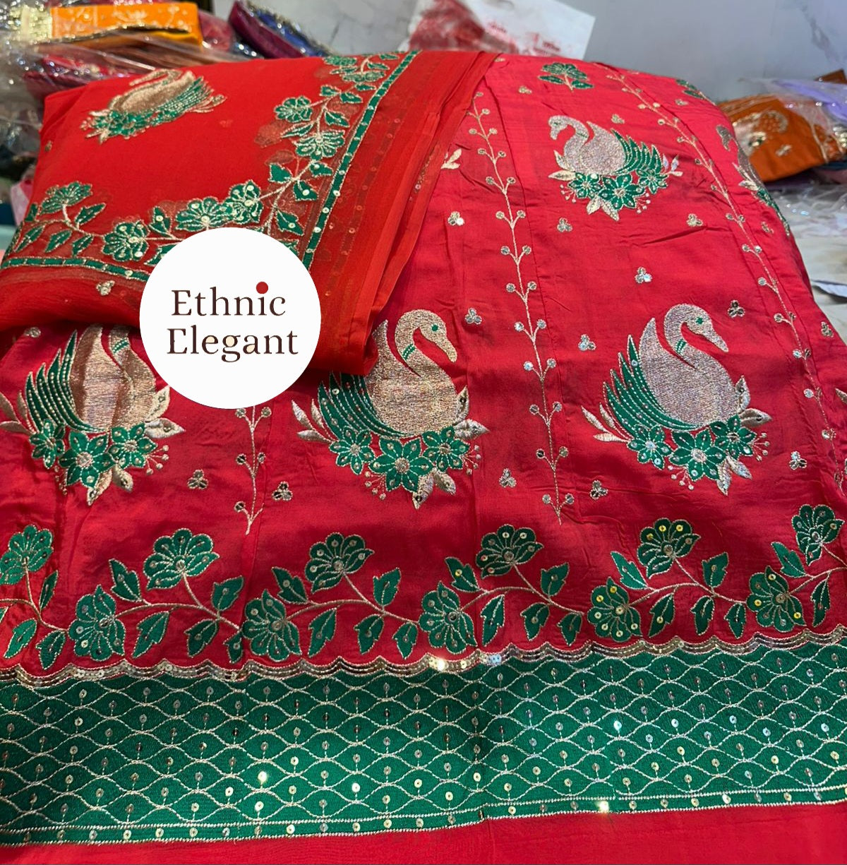 Natural Silk Hans Design Thakurji Poshak | Heavy Patch Handwork | Pure Odhna |