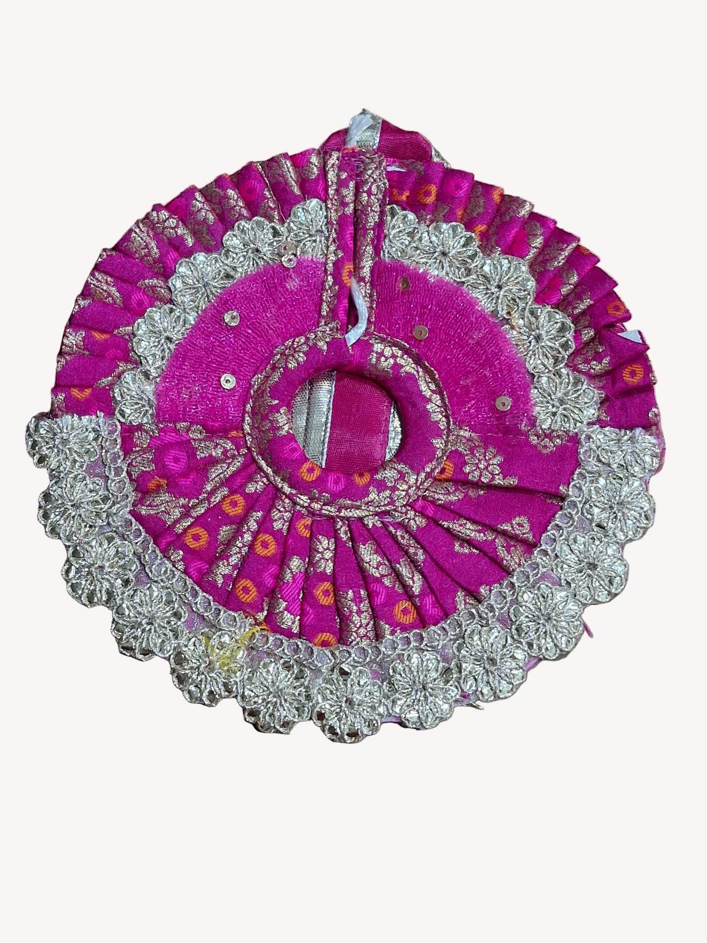 Beautiful golden jari work ladoo gopalji poshak size 6 inch