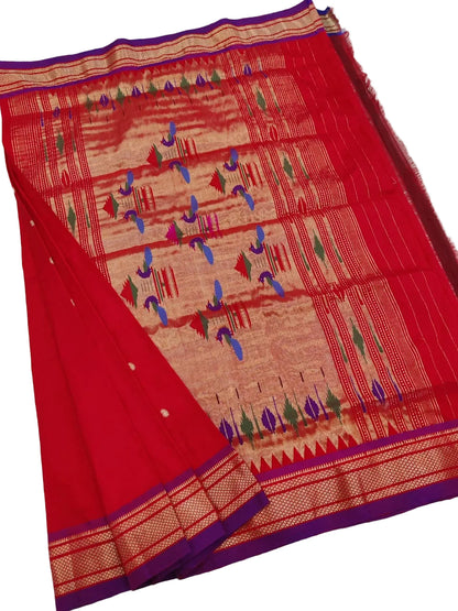 Traditional Yeola Paithani Saree – Pure Silk Handloom with Shoulder Butti & Silk Mark