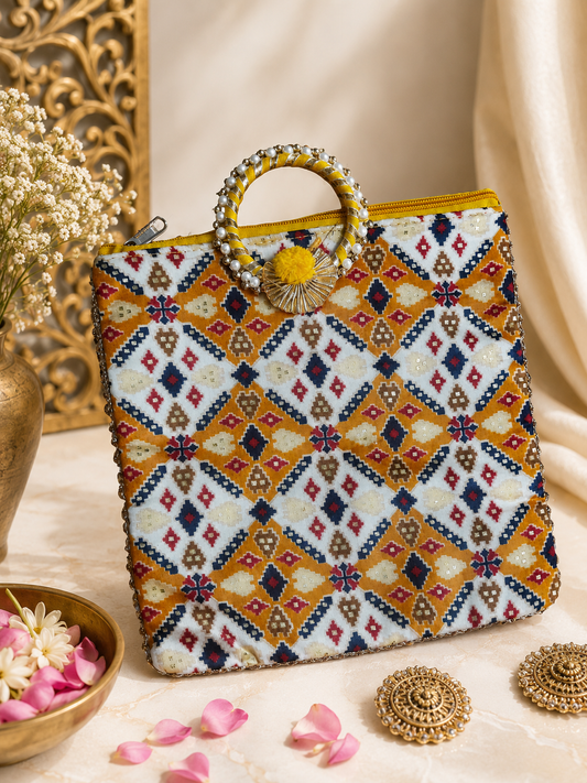 Chudi Handle Printed Gift Bag (9x10 inch) – Stylish Return Gift Bag for Wedding, Diwali & Festive Gifting