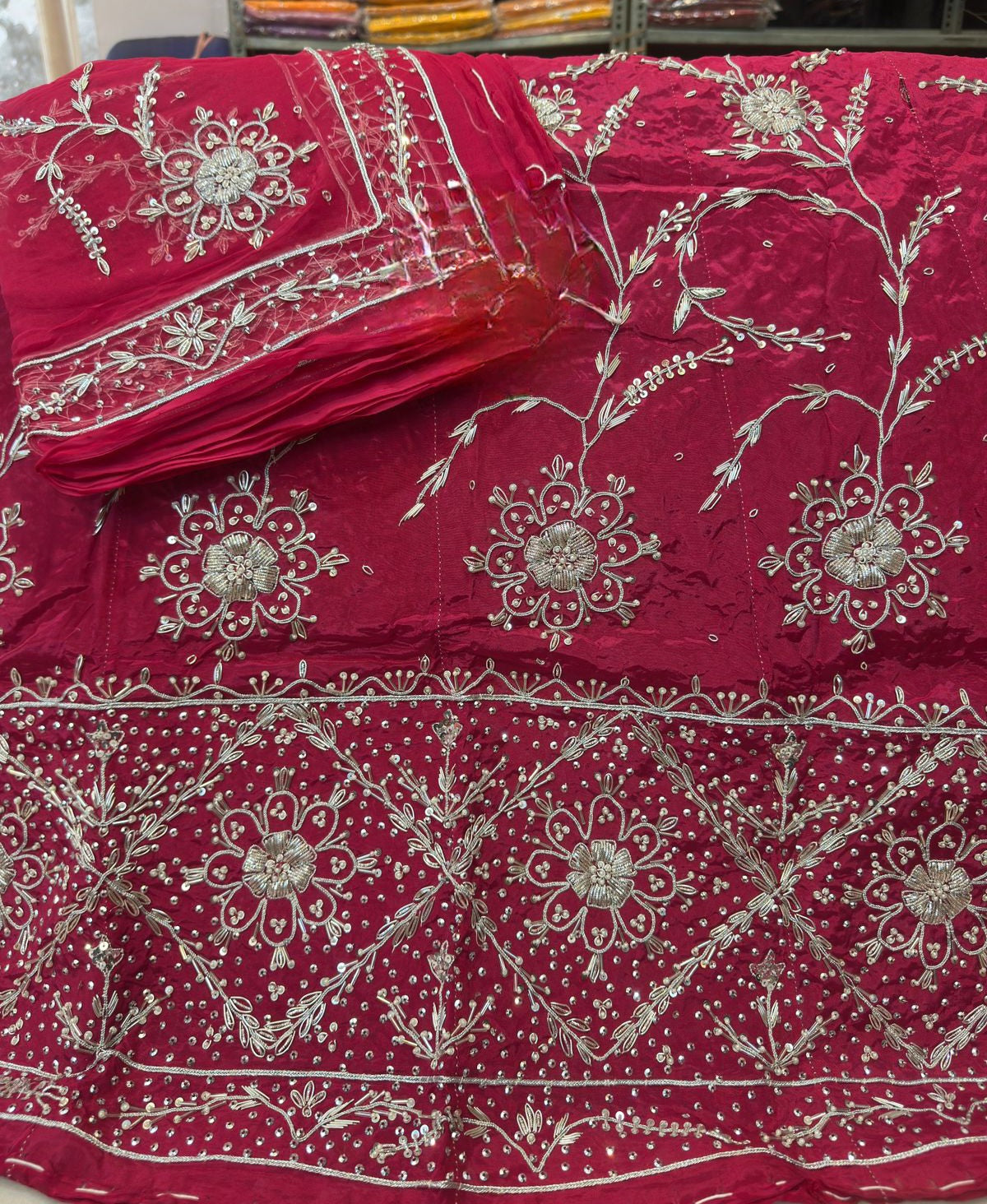 Natural Silk Thakurji Poshak with Pure Odhna | Heavy Zardozi Dabka Work Dress