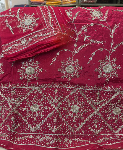Natural Silk Thakurji Poshak with Pure Odhna | Heavy Zardozi Dabka Work Dress