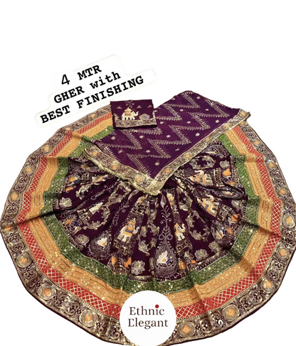Premium Designer Lehenga Poshak (4 Mtr Gher) – Georgette Fabric with Heavy Embroidery & Odhani
