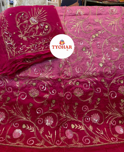 Heavy Bember Satin Thakurji Poshak with Pure Odhna | Aari Taari Dabka Handwork Dress