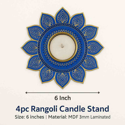 4 pc  floral design MDF Rangoli plates