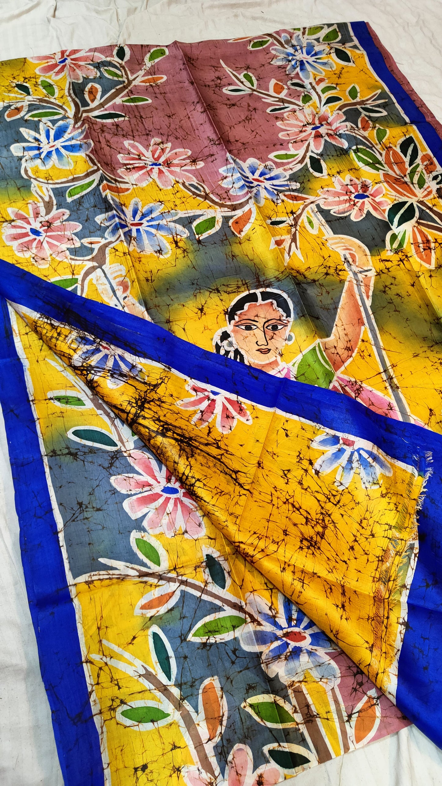 Pure Bishnupuri Silk Batik Saree | Handpainted & Silk Mark Certified