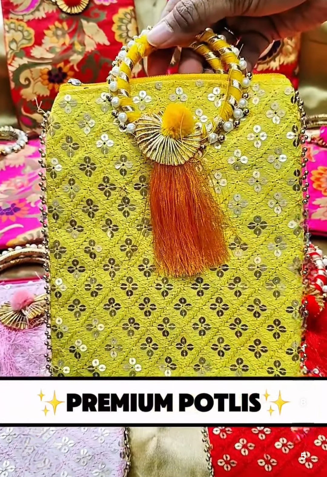 Pooja/ Mangal path/Wedding return Gift Potli bags(Pack of 2)