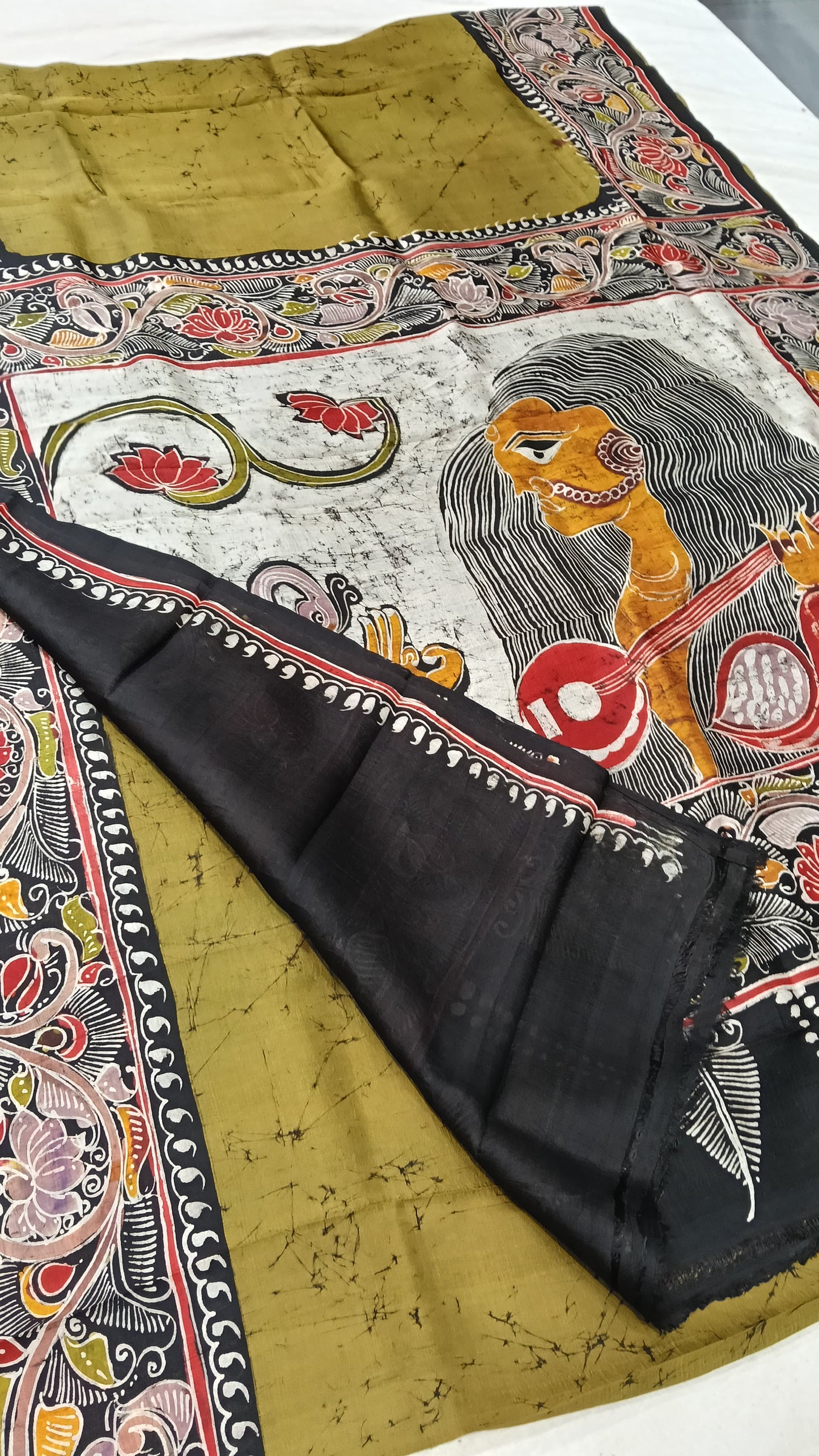 Beautiful Batik Hand-Painted Pure Silk Saree – Silk Mark Certified