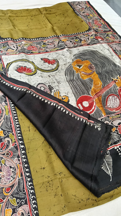 Beautiful Batik Hand-Painted Pure Silk Saree – Silk Mark Certified